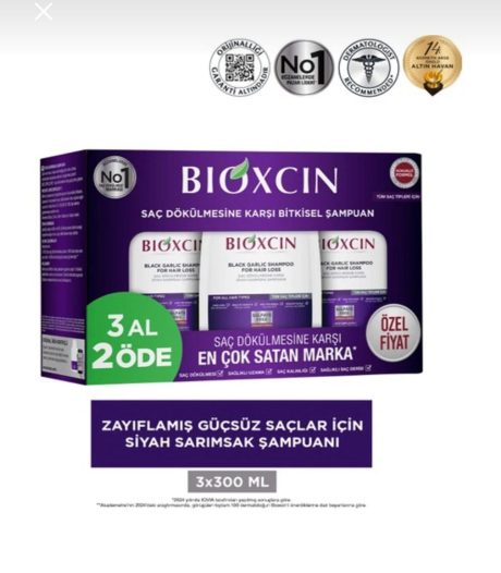 Bioxcin Black Garlic Shampoo for Hair Loss – Triple Pack (3 × 300ml)