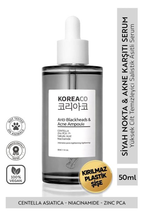 KOREACO Anti-Blackheads & Acne Ampoule – Centella, Niacinamide & Zinc PCA 50ml